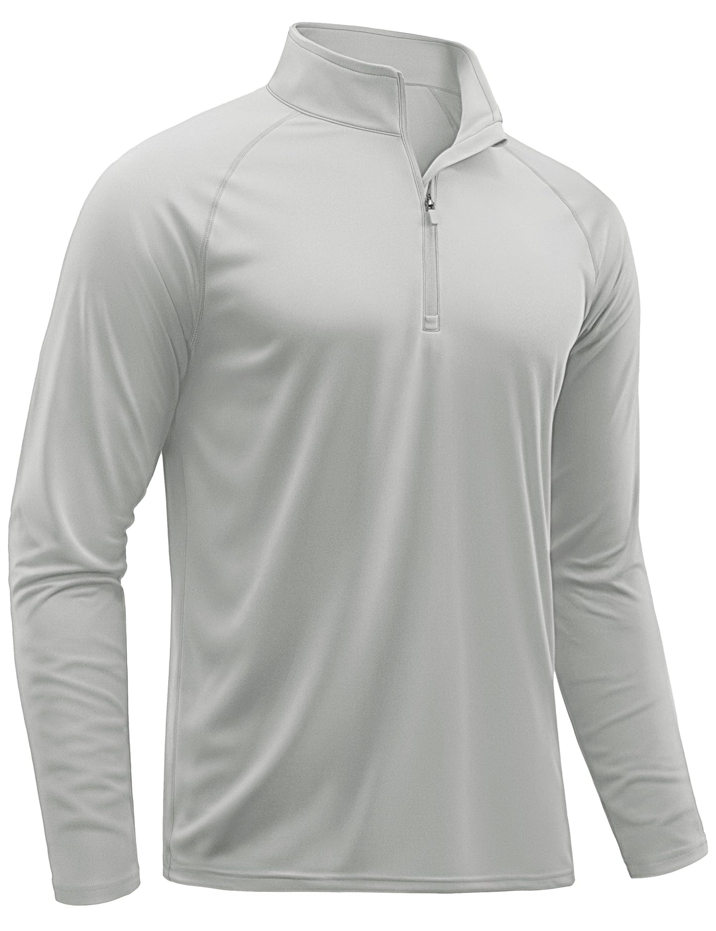 TACVASEN Men's UPF 50+ Sun Shirt, Long Sleeve, Light Grey, Size Small