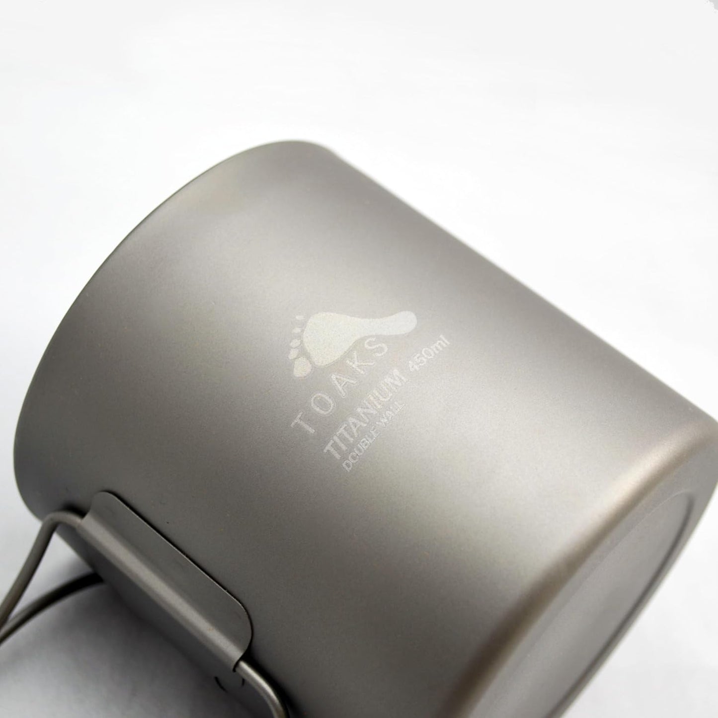 TOAKS 450ml Titanium Double Wall Camping Cup - Lightweight & Durable