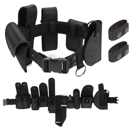 10 in 1 Utility Tactical Belt Modular Equipment System Outdoor Waist Bag Patrol Equipment for Police Guard Law Enforcement Security Hunting with 9 Components Pouches