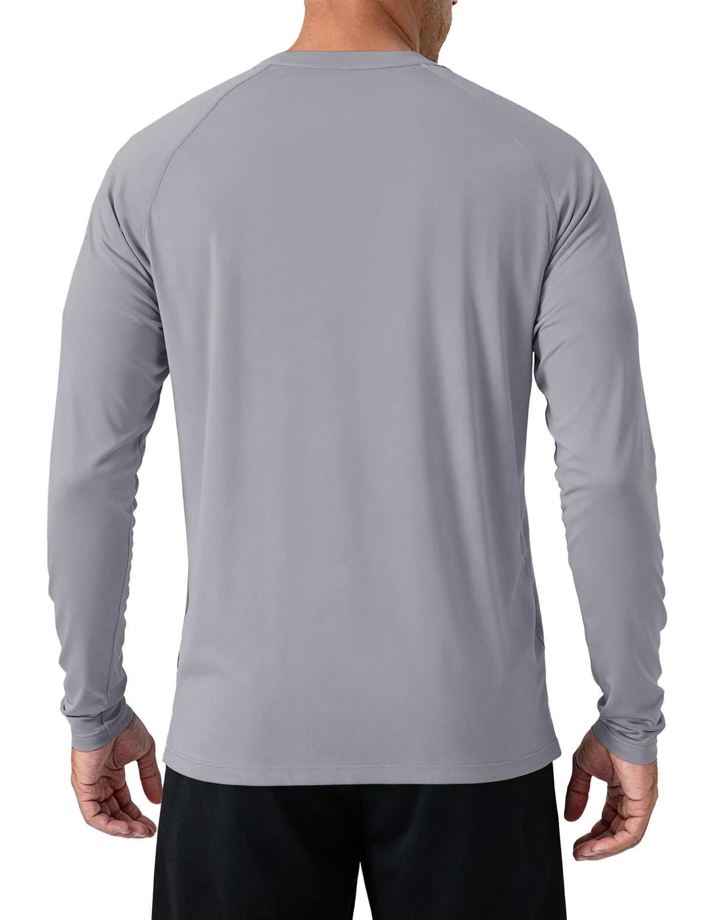 TACVASEN Mens UPF 50+ Long Sleeve Shirts Rash Guard Breathable Quick Dry Athletic Workout Running Tee UV Protection T-Shirt Grey L