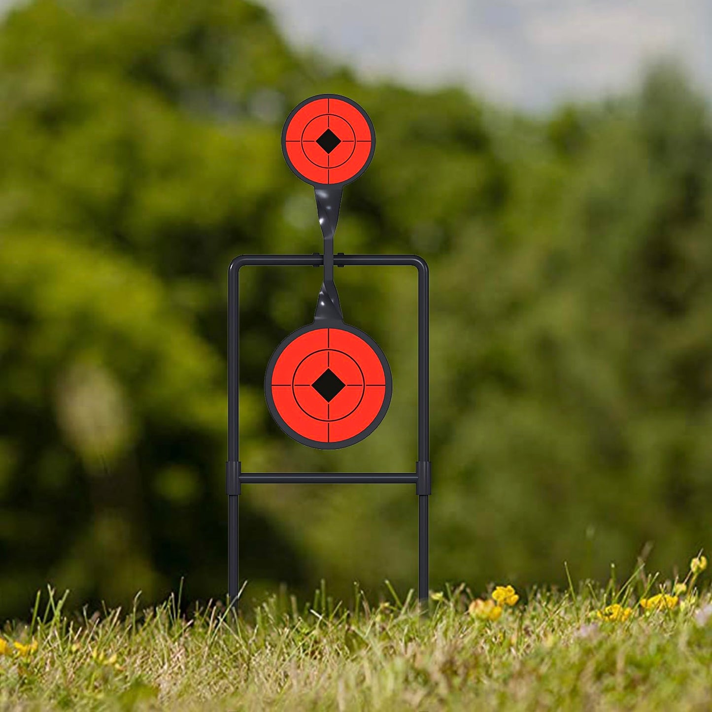 Atflbox Double Blast High Caliber Spinner Auto Reset Steel Target for Centerfire Handguns Up to .44 Magnum Outdoor Target Shooting