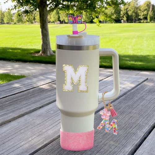 LA KEN DU Use for Stanley Cup Accessories Charms 40oz 30oz,Compatible with Stanley Cup Letter Charms for Handle Silicone Boot,Straw Cover Topper & Sticker(M)