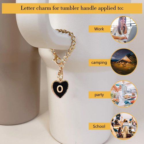 Vompole 2PCS Letter Charms Accessories for Stanley Cup, Initial Name ID Letter Charm for Handle Tumbler, Pesonlized Identification Letter Charms for Stanley Accesories,Tumbler Accessories Charms(O)