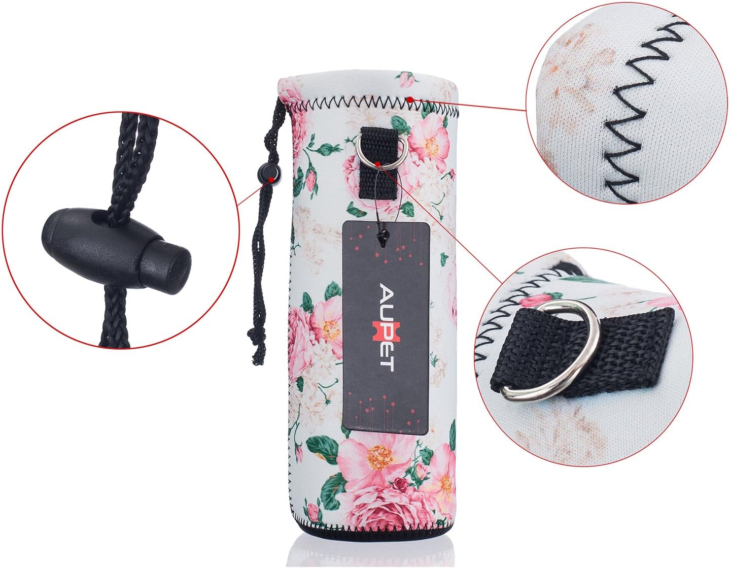 AUPET Water Bottle Carrier,Insulated Neoprene Water bottle Holder Bag Case Pouch Cover 1000ML or 750ML,Adjustable Shoulder Strap,for Stainless Steel and Plastic Bottles, Sport and Energy Drinks