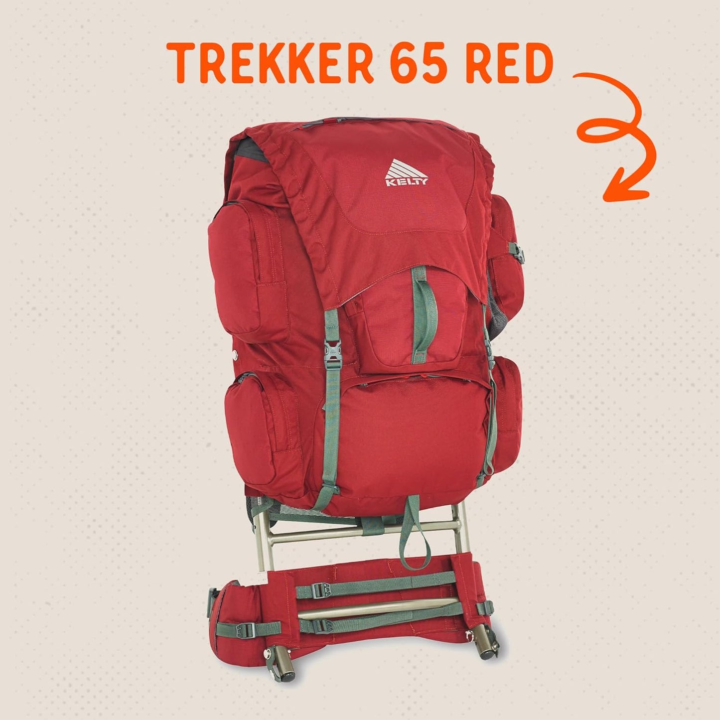 Trekker 65 Backpack by Kelty - Garnet Red, Lightweight & Durable Hiking Gear
