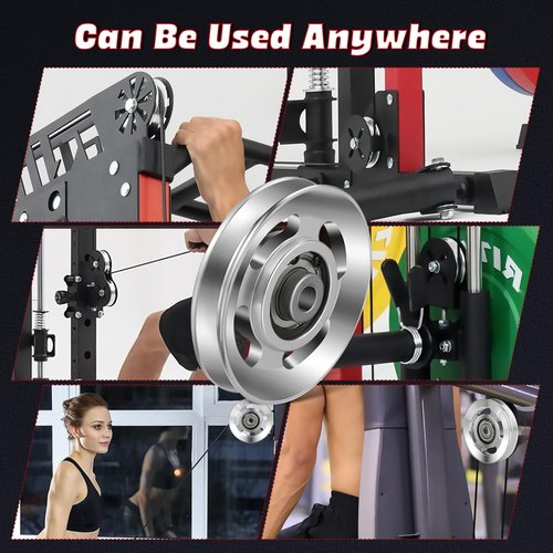 balacoo 2pcs Pulley System for Home Gym, Universal Aluminum Alloy Cable Pulley Wheel Workout Gym Equipment for Cable Machine