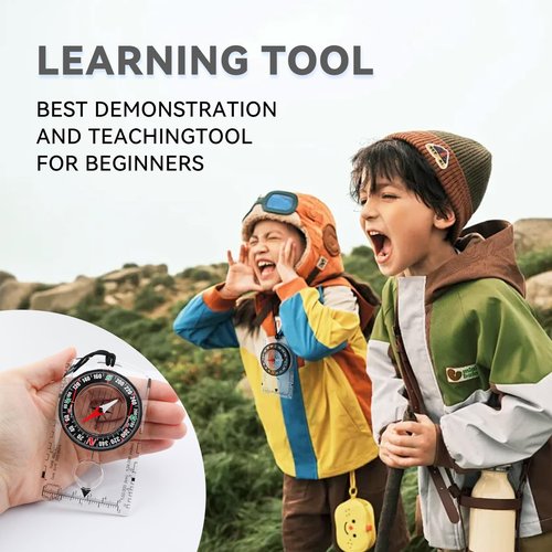 Magnetic Compass for Kids – Orienteering & Wilderness Survival Navigation Gear, Pocket Hiking Compass for Camping, Backpacking, Hunting, Outdoor Adventure