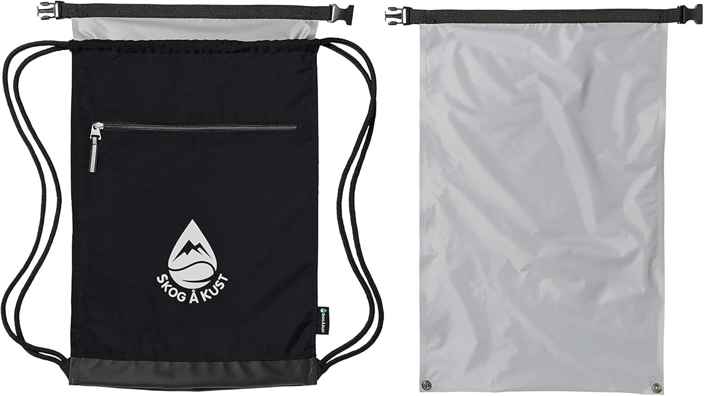Skog Å Kust GymSak | Patented 2-in-1 Drawstring Cinch Bag with Removable Waterproof Dry Bag | Red