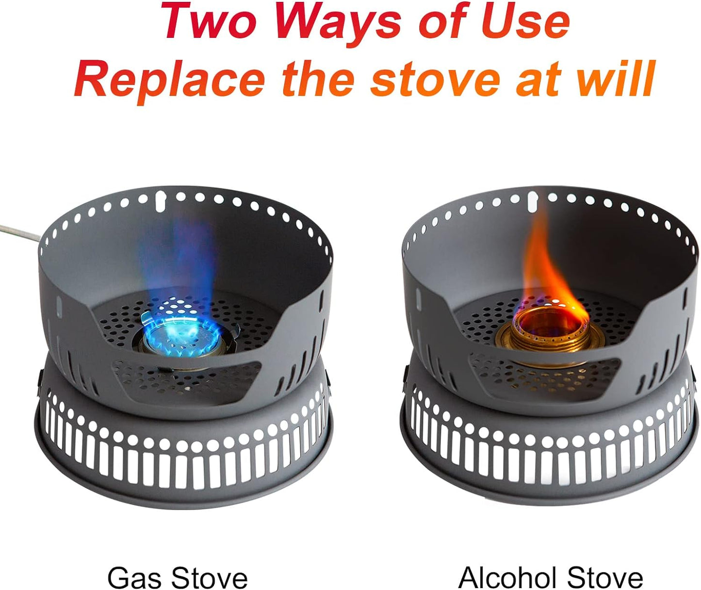 ALOCS Camping Cookware - 11 Piece Lightweight Camp Cooking Set with Portable Camping Stove & Gas Stove Burner - Durable Compact Camping Pot for Hiking Car Camping Vanlife RV