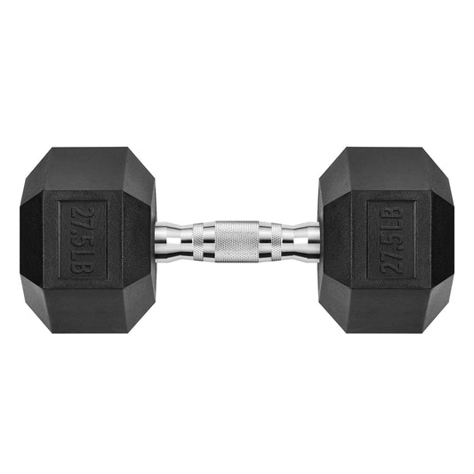 HANDBODE Hex Dumbbell Rubber Encased Exercise & Fitness Dumbbells, Hand Weight For Strength Training / 27.5LB