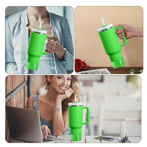 PEUTIER Protective Silicone Boot for Stanley Cup 20-40oz, Anti-Noise Anti-Scratch Water Bottle Silicone Case BPA Free Bottom Silicone Sleeve Cover for Water Bottles with 2.8-2.95in Base(Neon Green)