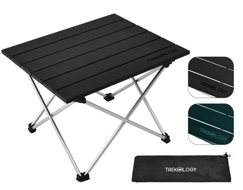 TREKOLOGY Small Camping Table - Beach Table That Fold Up - Lightweight, Foldable, Potable Folding Small Outdoor Table - for Camp, Hiking, Campers & Summer Outing Trip