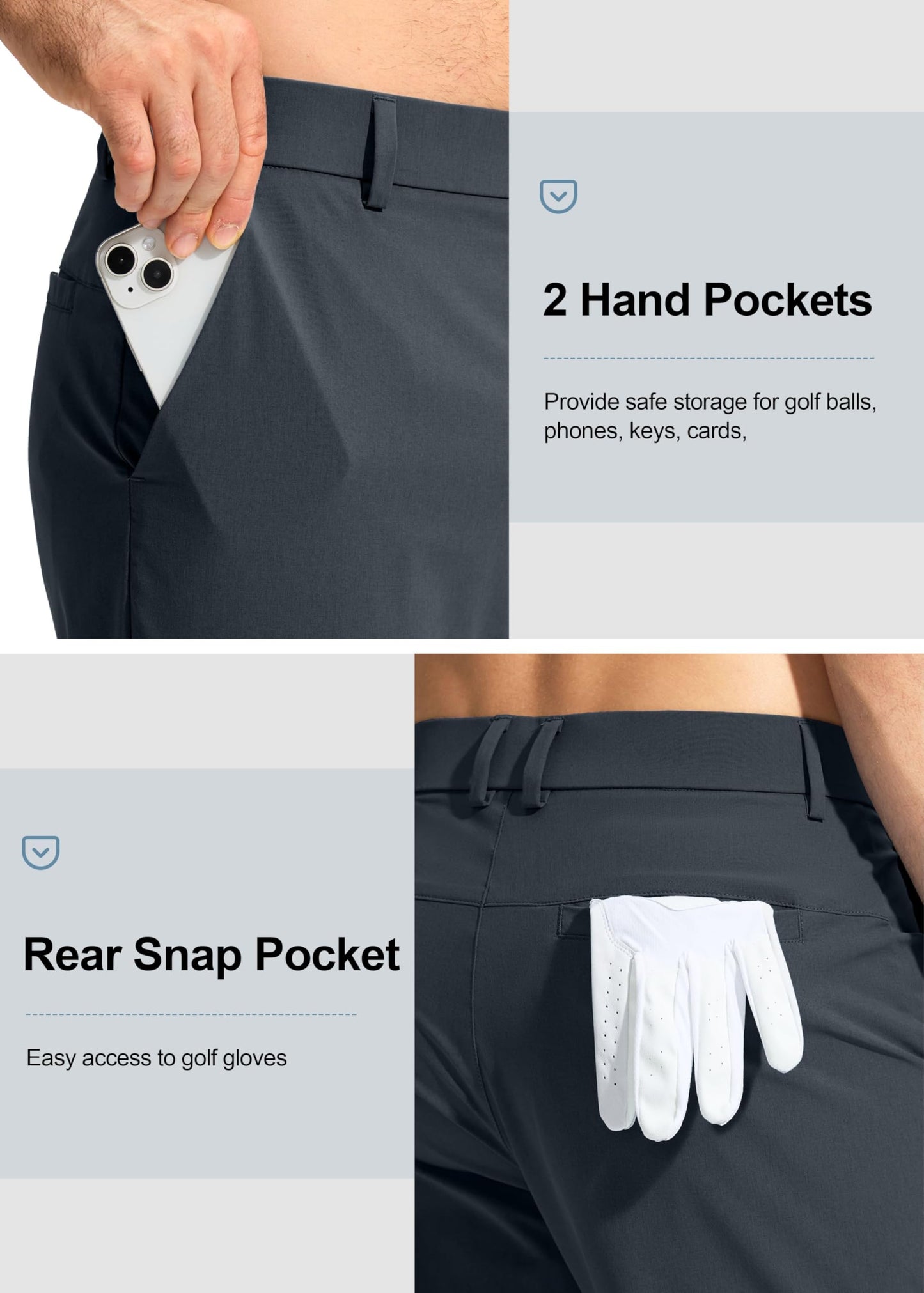 Pudolla Dress Pants for Men Golf Pants Stretch Work Dress Comfy Pants 34 Lightweight Quick Dry Casual Slacks Trousers(Iron Grey 33Wx34L)