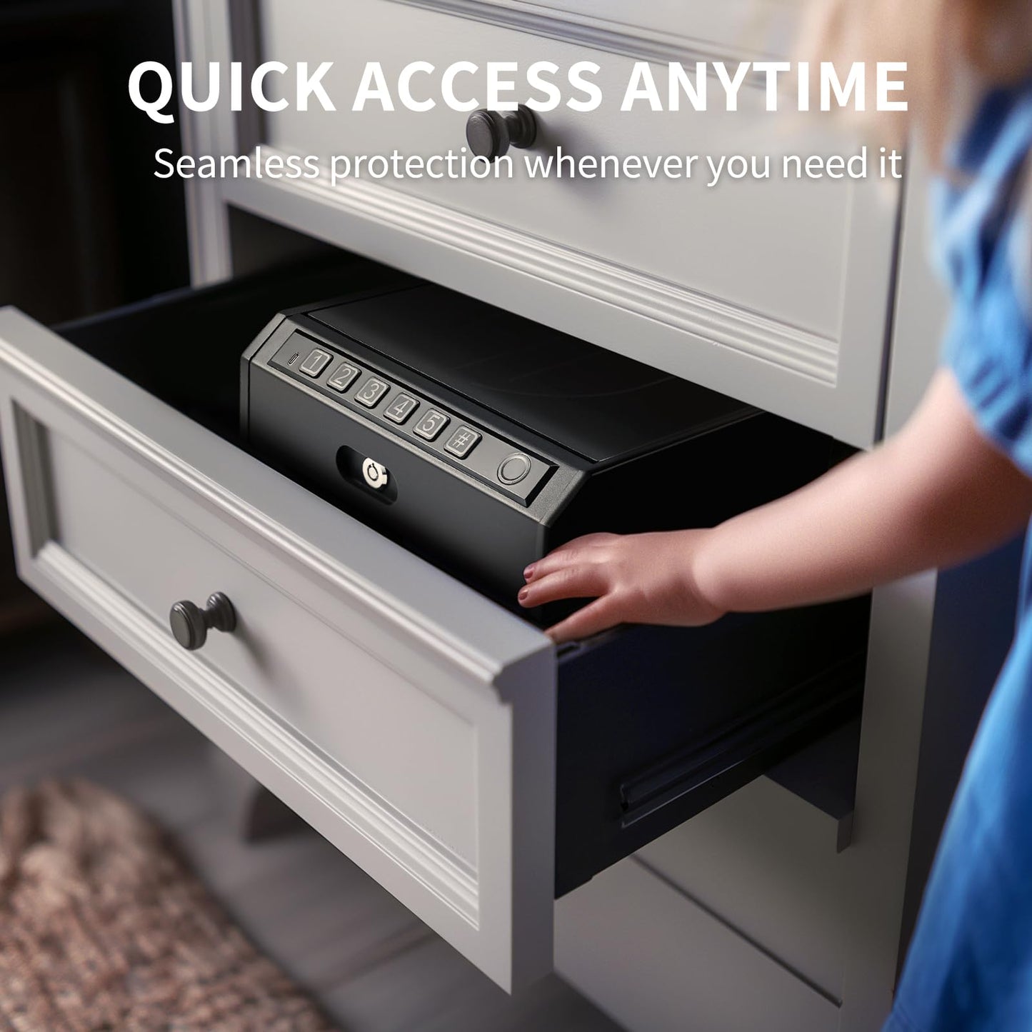 ADIMO Biometric Gun Safe for Handguns, Quick Access Fingerprint Pistol Safe with Backlit Keypad & Keys, Silent Mode, Fits 1 Full-Size or 2 Compact Pistols, for Nightstand, Car or Drawer Use