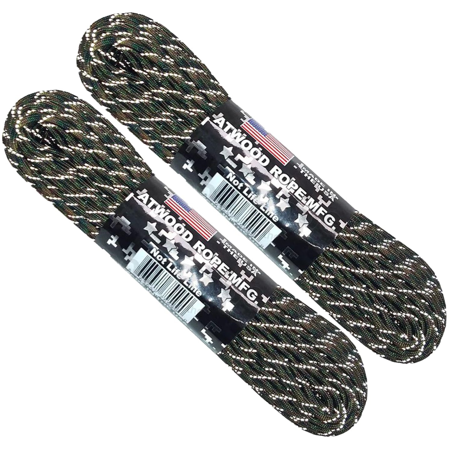 Atwood Rope - Woodland Camo 550 Paracord, 7 Strand Core 1/8 inch x 100 Foot - 2 Pack