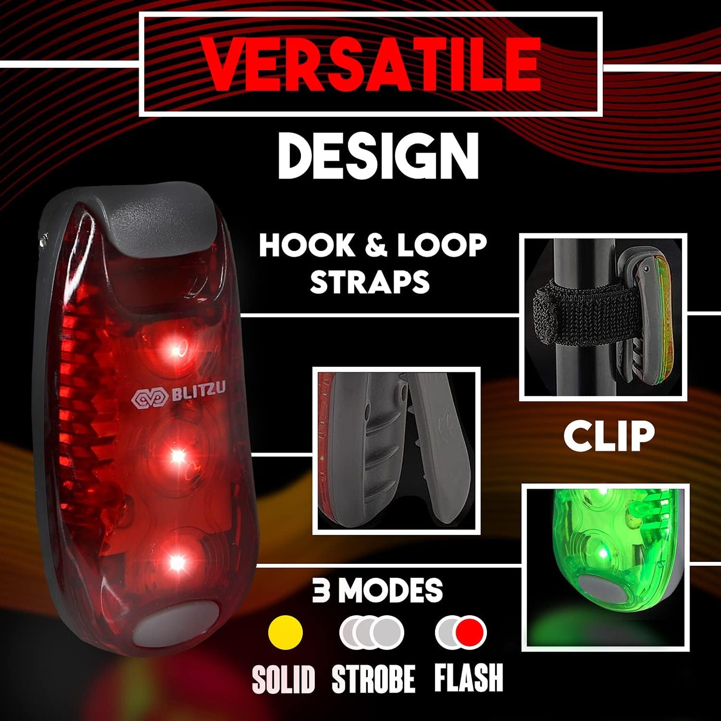 4 Pack LED Safety Light, Clip on Reflective Gear Lights for Walking at Night, Running, Jogging, High Visibility Strobe Light Accessories for Runners, Kids, Hiking, Kayak, Cycling, Camping, Boat