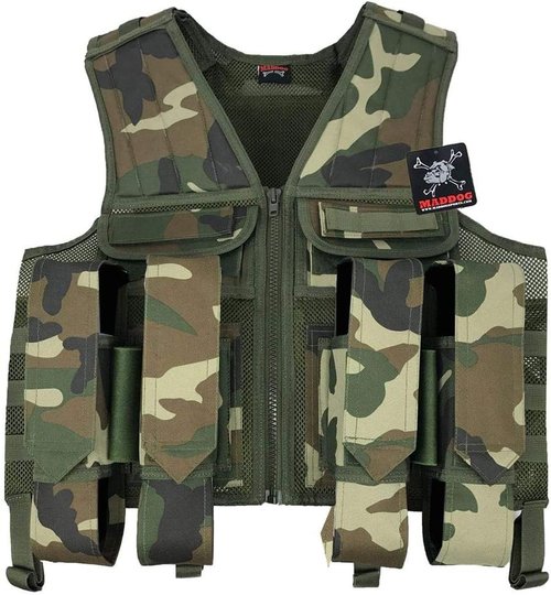 Maddog Tactical Paintball Battle Vest - Woodland Camo