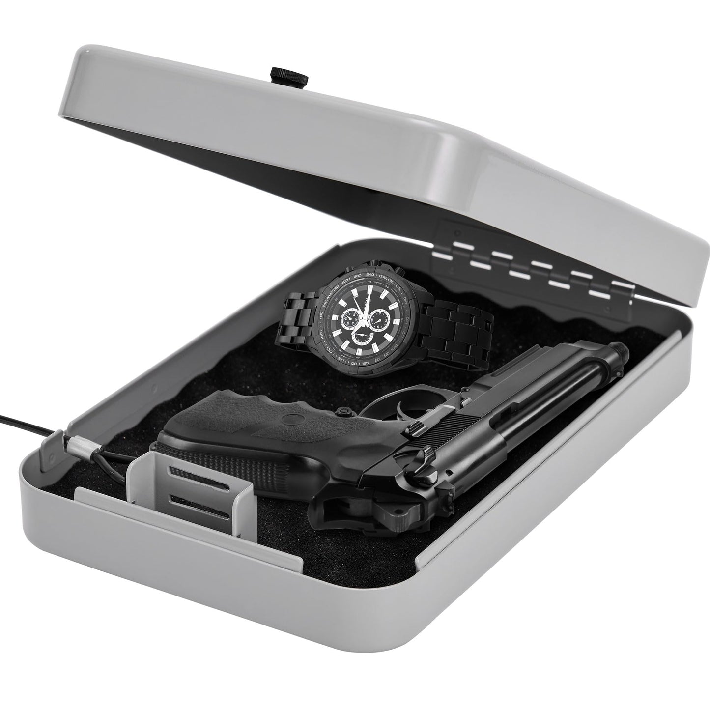 Arvilon Gun Safe, Car Gun Safe for Handgun with Combination Lock, Pistols safe Lock Box for Handgun, 11.4"x 7.5"x 2.5" Portable Hand Gun Safe Lock Box for Car, Home, Travel, Gray