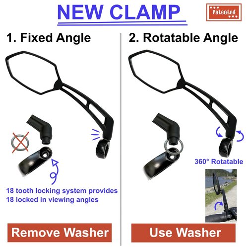 Hafny 2024 New Handlebar Bike Mirror, HD Glass Lens, Adjustable & Rotatable Safe Rearview Bicycle Mirror, Blast-Resistant, HF-M6002-FR051 (Anti-glare Blue Left)
