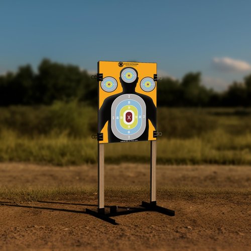 KNINE OUTDOORS Shooting Targets Paper, 12 x18 inch, Bulk for Hunting, Handguns, Pistols, Rifles, Silhouette with Red Bullseye, Yellow Design (60 Pack)