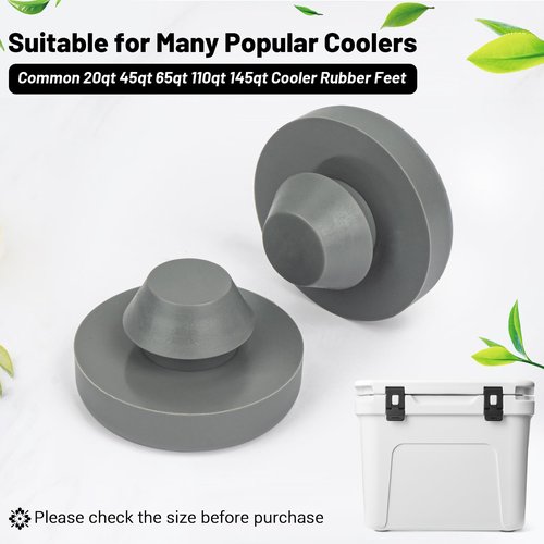Omoojee 4 Pcs Rack Replacement Cooler Feet, Non-Slip Rubber Feet for Most 20qt 45qt 65qt 110qt 145qt Coolers, Compatible with Yeti Coolers, Prevent Sliding, Gray