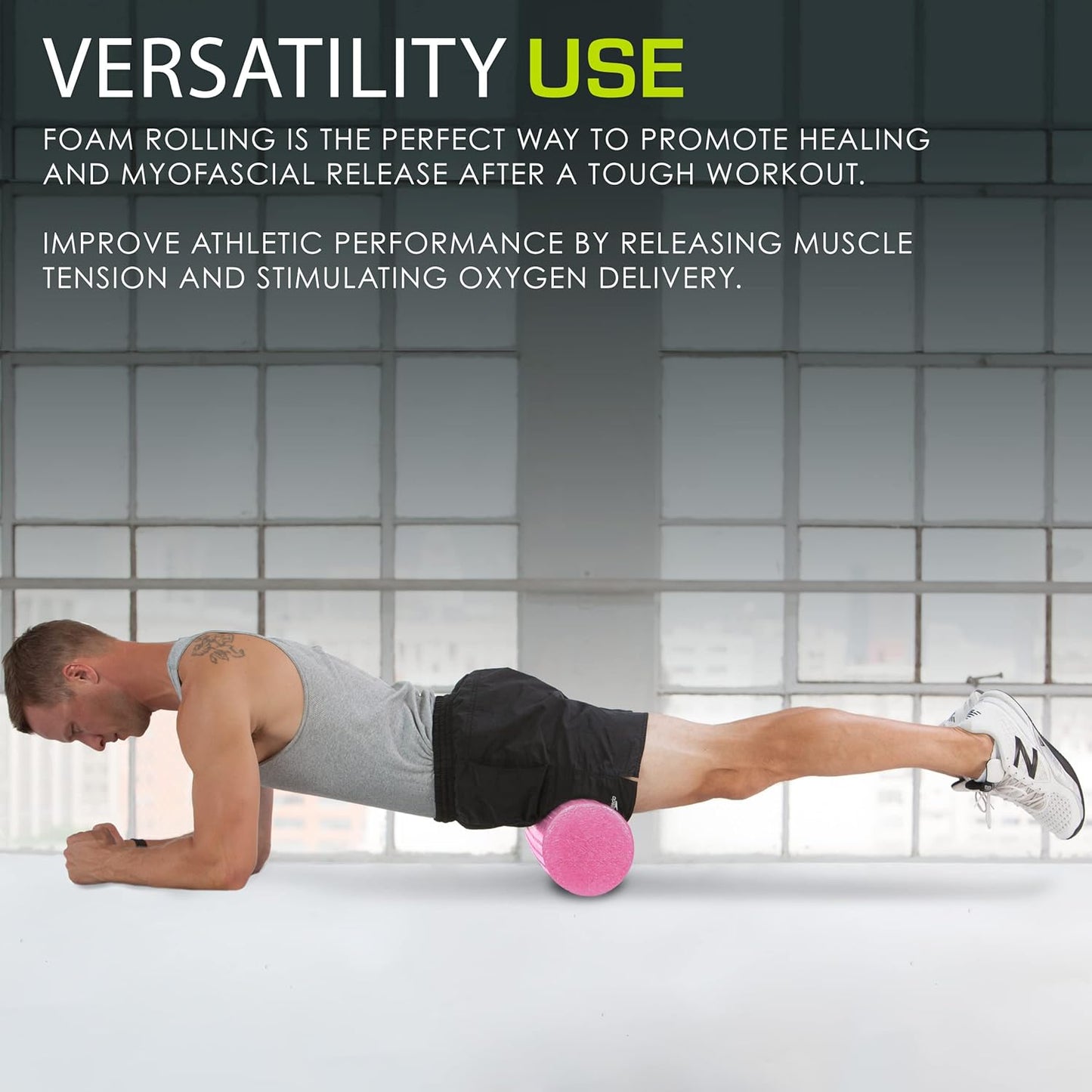 ProsourceFit High Density Foam Rollers 12 - inches Long, Firm Full Body Athletic Massage Tool for Back Stretching, Yoga, Pilates, Post Workout Muscle Recuperation, Black/Green