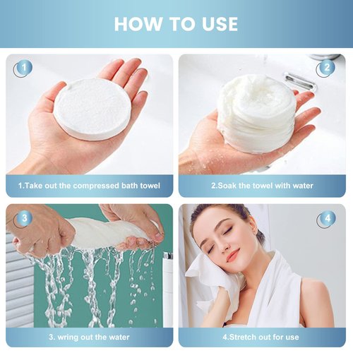 GXF 3 Packs Compressed Bath Towel Tablets, 56'' x 28'' Pure Cotton Portable Disposable Hypoallergenic Dehydrated Expandable Compact Compressed Towels Washcloths for Camping Swimming Traveling Hiking