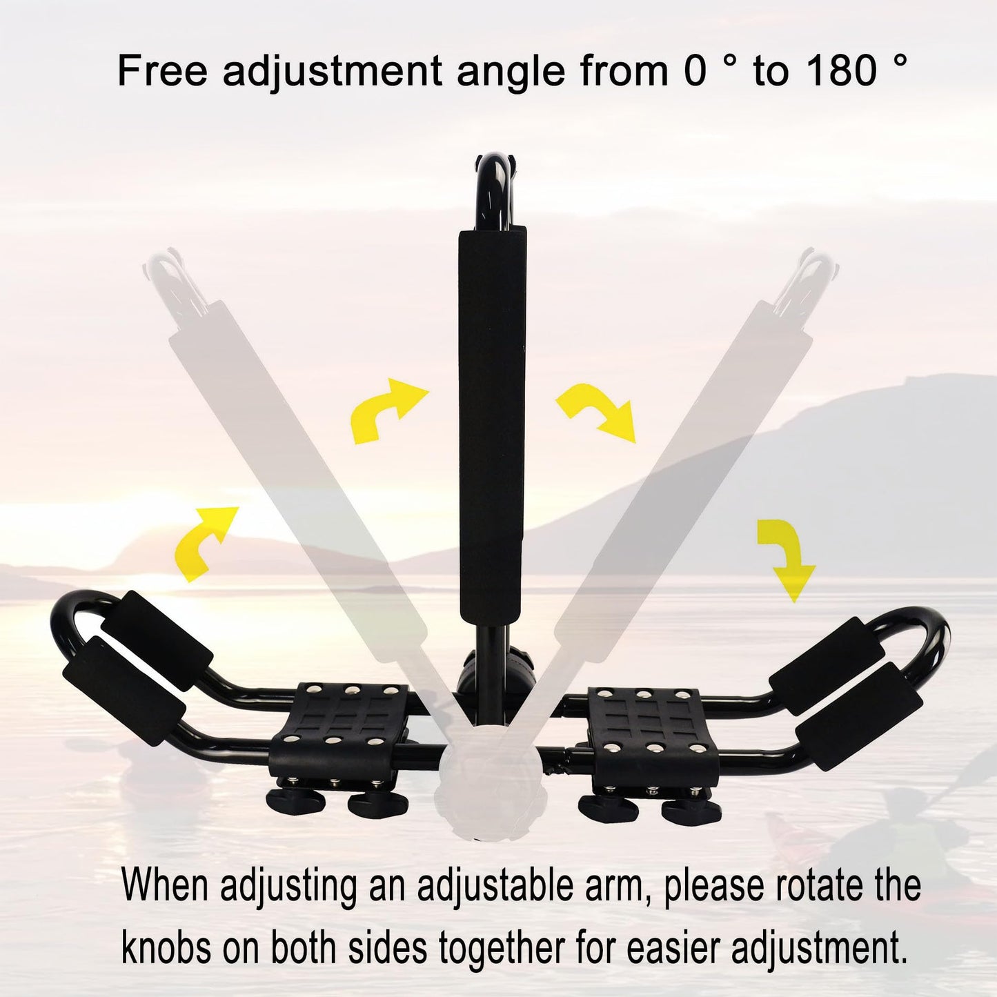 Folding Kayak roof Rack Adjustable for Kayak/Canoe/SUP,J-Bar Rack on Roof Mounting On SUV, Car and Truck Crossbars. (23-krf-2)