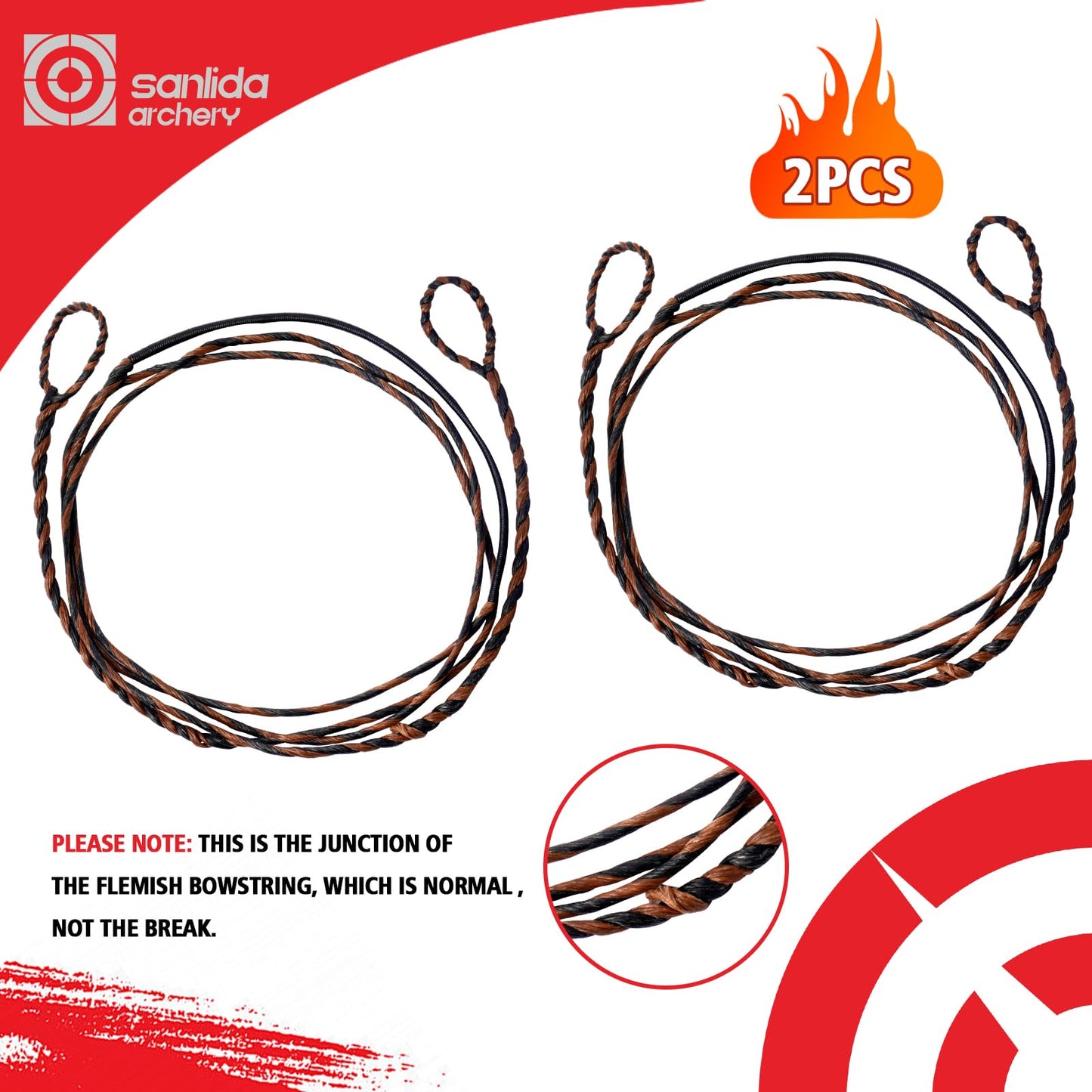 sanlida Archery 2PCS Dynaflight BCY D97 Handmade Flemish Twist Bow String 16 Strands Replacement for Traditional Longbow Recurve Bow One-Piece Bow, AMO Length 68" and 60" (AMO 68" (Actual 65"))
