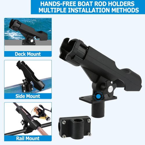 LBW Fishing Rod Holders for Boat Side Deck Mount Rod Holder Adjustable Kayak Fishing Pole Holders for Boat Canoe Rail Mount 2 Pack