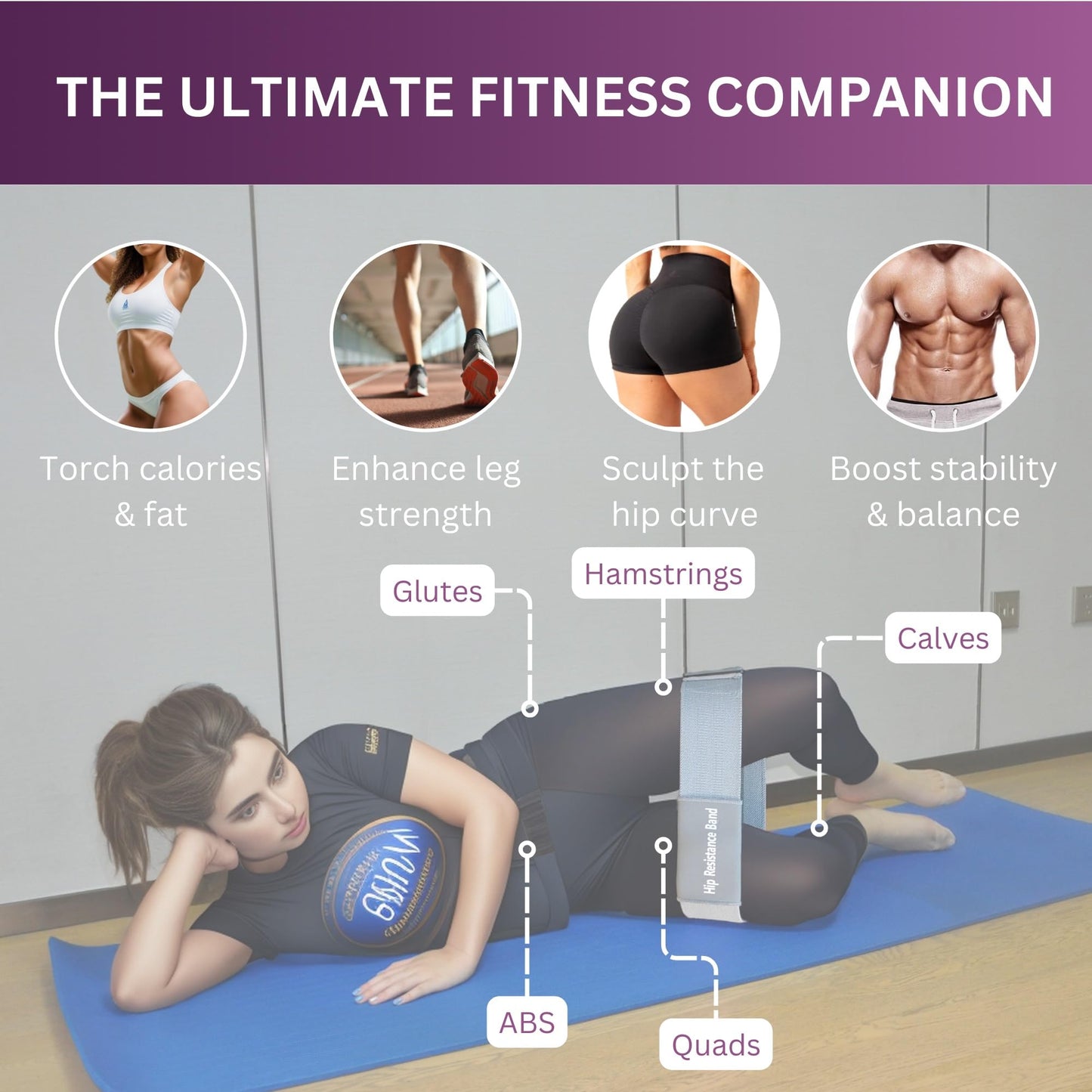 Adjustable Fabric Resistance Bands with Heavy Resistance Levels, Non-Slip Exercise Bands for Men and Women, Perfect Workout Bands for Glutes and Lower Body Training - 1 Pack