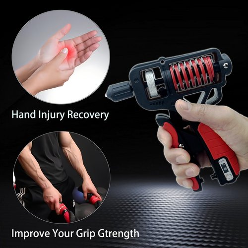 Grip Strength Trainer Hand Grip Strengthener Forearm Strengthener Adjustable Distance/Resistance Hand Gripper Strengthener（11-220lb）Counting Double Spring Hand Gripper