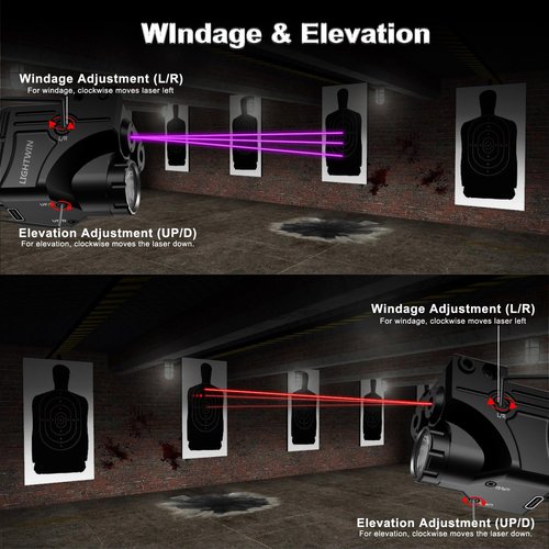Red Purple Laser Beams with 800 Lumens Flashlight for Pistols, 3 in 1 Laser Light Combo, Tactical USB Rechargeable Laser Sight, Strobe & Steady Flashlight for Picatinny Rail