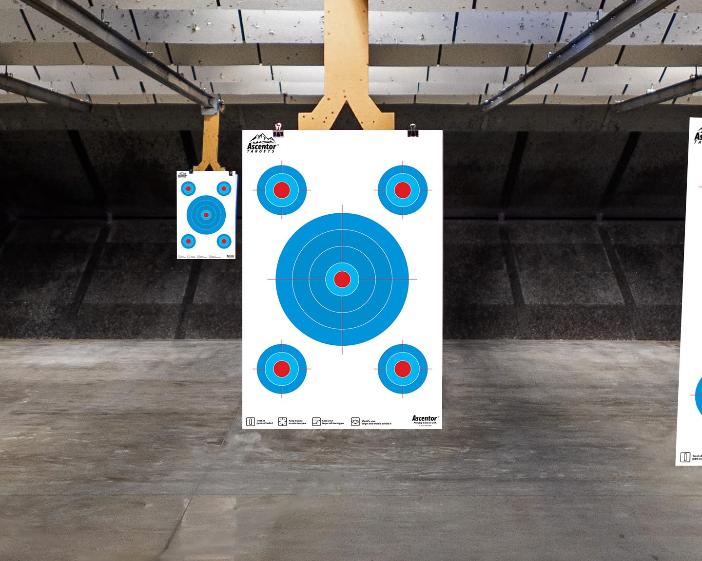 Ascentor Precision Marksmanship Shooting Target for Rifles and Pistols - 5 Aiming Zones - Size 12 x 18 - Pack of 20 - Blue