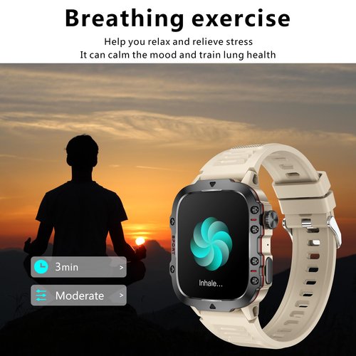 Military Smart Watch Answer Make Calls Smartwatch Compatible iPhone Android Phones 1.96" Fitness Tracker Heart Rate Monitor Sleep Monitor Pedometer