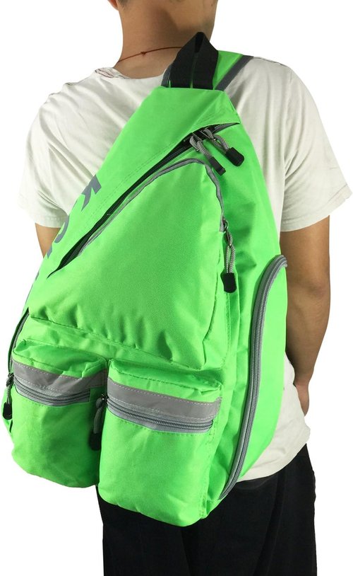 Heavy Duty Water-Resistant Sling Backpack for Laptops & Books - Reflective Safety Stripes