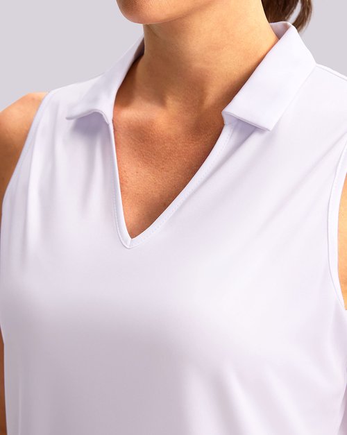 SANTINY Women's Sleeveless Golf Shirt V-Neck Quick Dry Tennis Tank Tops Collared Golf Polo Shirts for Women(A White_M)