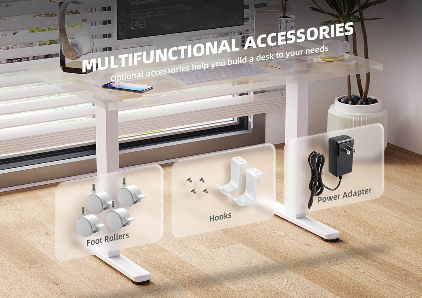 Claiks Standing Desk Frame, Electric Stand Up Desk Legs Frame Workstation Up to 63",T-Shaped Adjustable Standing Computer Desk for Home and Office, (Black Frame only)