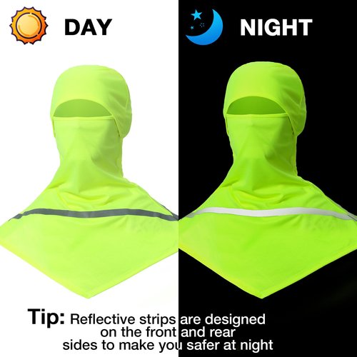 Seematn 2 Pcs Balaclava Summer Sun Protection Full Face Mask Long Neck Cover for Men Women with Reflective Strip Cooling(Neon Yellow)