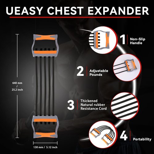 Chest Expander for Men Adjustable Forearm Strengthener with Removable Tubes Arm Trainer for Arm Chest Back Muscles Chest Upper Body Workout Equipment for Home Gym Fitness Muscle Training Exercise