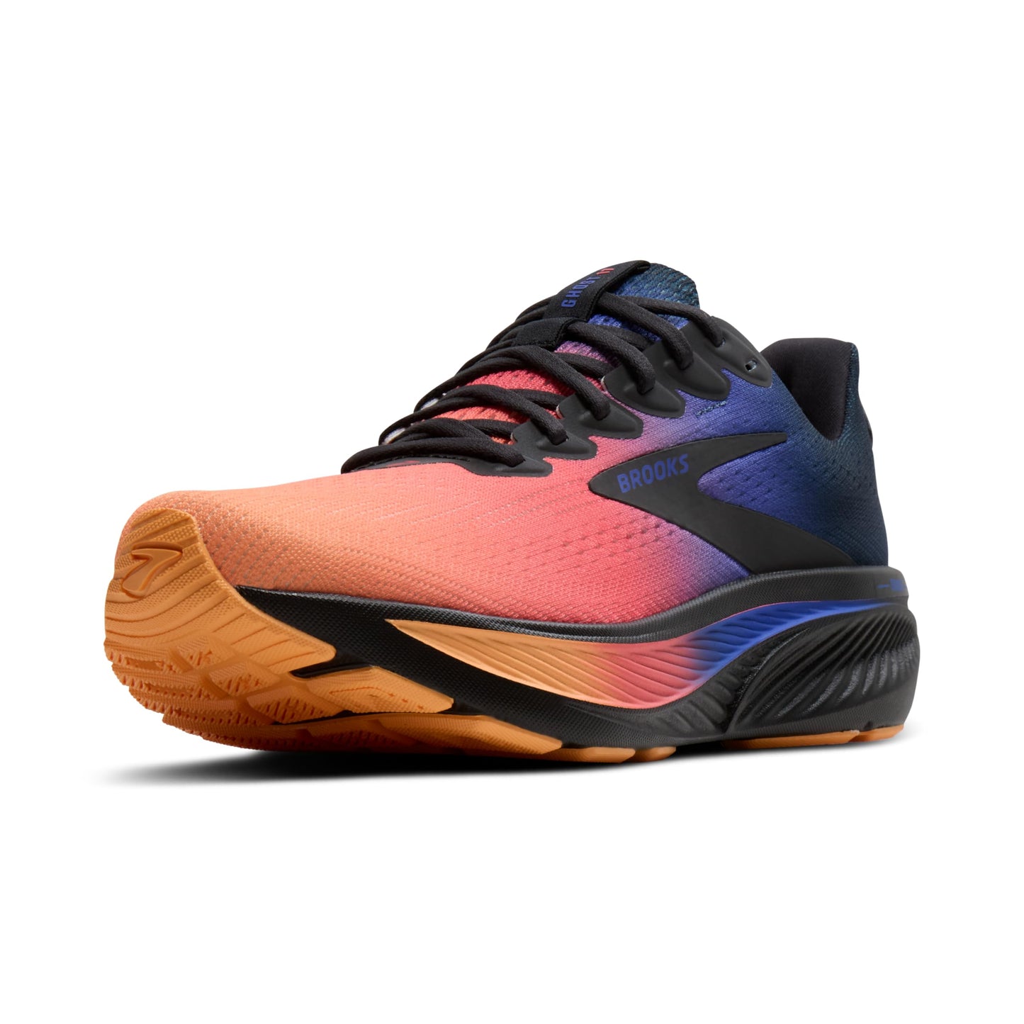 Brooks Men’s Ghost 17 Neutral Running Shoe - Night/Blue/Papaya - 9 Medium