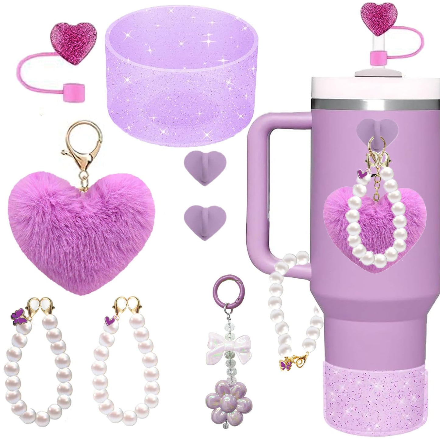 Accessories for Stanley Cup Water Bottle Siliocne Boot Keychain Charms for Stanley Cup 41oz Tumbler