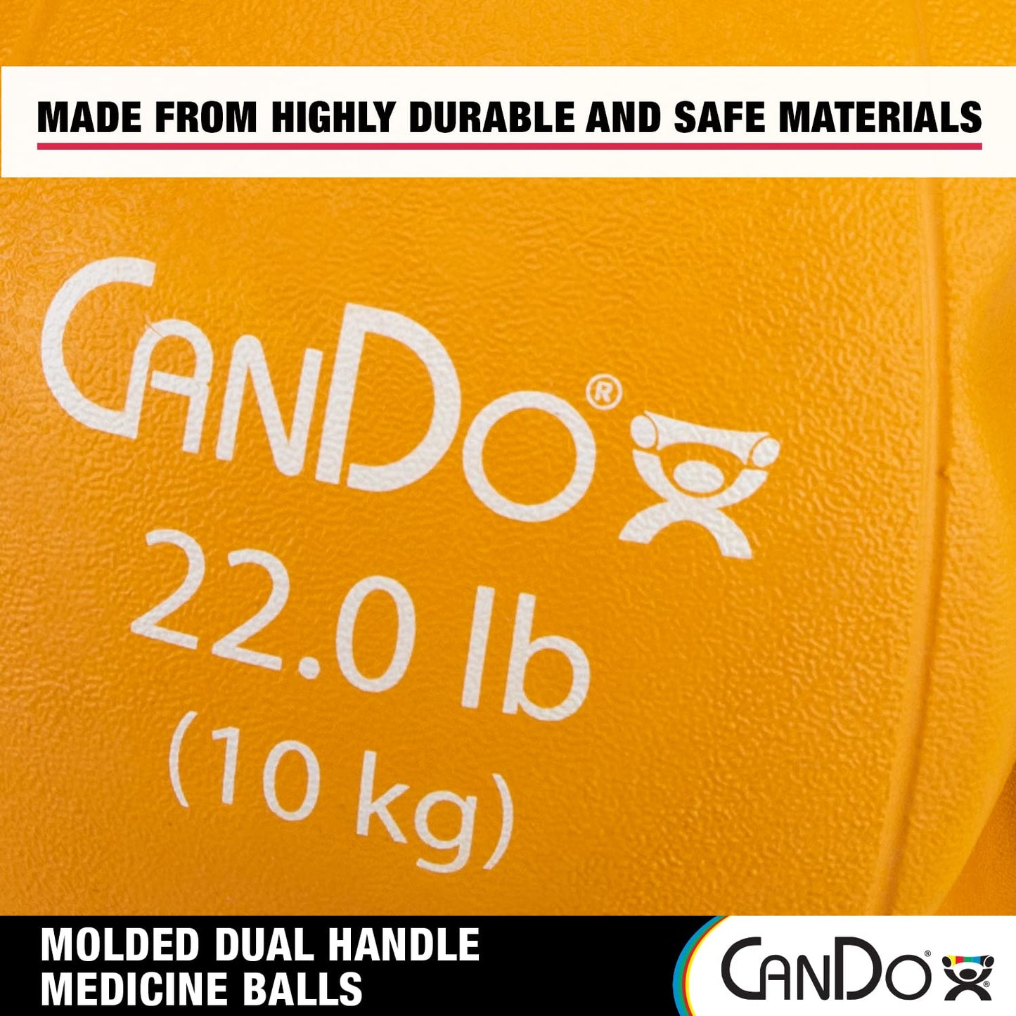 CanDo Molded Dual-Handle Medicine Ball for Strength Training, Core Workouts, Warmups, Cardio, and Plyometrics with Handles for Home and Clinic Use