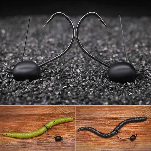 Weedless-Wacky-Rig-Hooks-Weedless-Jig-Head Worm Weights Hook for Bass Fishing 10 Pack (3/16oz (5.25g)-10 Pack)