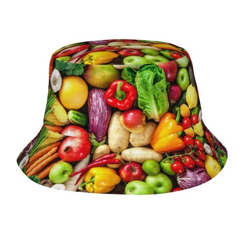 Vegetable Humor Bucket Hat for Mens Boys Womens Summer Casual Funny Food Fisherman Cap Lightweight Packable Travel Beach Fishing Sun Hats for Outdoor