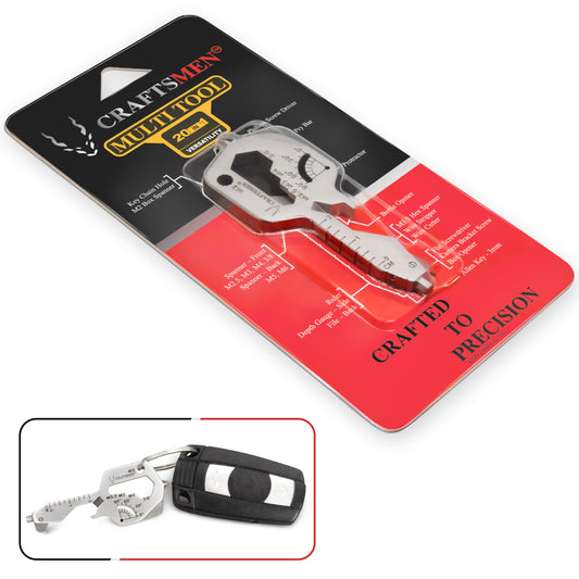 CRAFTSMEN MULTI TOOL KEY 20 IN 1 | Key Chain Utility Gadget | Key Multitool | EDC | Father Day Gift | TSA | Bottle Opener | Screw Driver | Gift for Men, Women, Valentine's, Groomsmen, Birthday