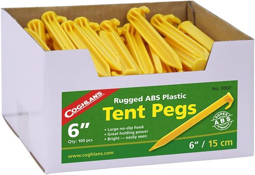 Coghlan's 9-inch ABS Tent Pegs - Lightweight Durable Plastic Grounds Stakes for Camping Tents, Outdoor Canopy Stakes for Beach and Garden, Lawn and Rain Tarp