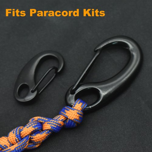 MyyYiTar Metal Small Large Spring Snap Hooks with Fixed Eyering Egg Shape Quick Carabiners Clips for Keychain Pet Id Tag Holder, 12 Pcs Black(4 Large+8 Small)