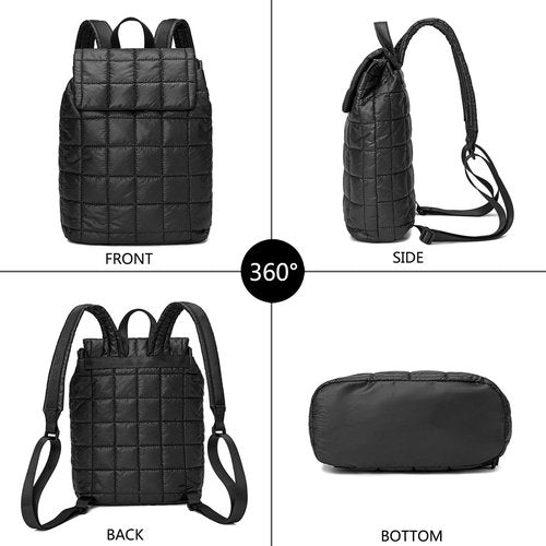 Niumike 10L Quilted Casual Daypacks Lightweight Shoulder Bag Solid Color Waterproof Nylon Flap Backpack for Traveling Hiking