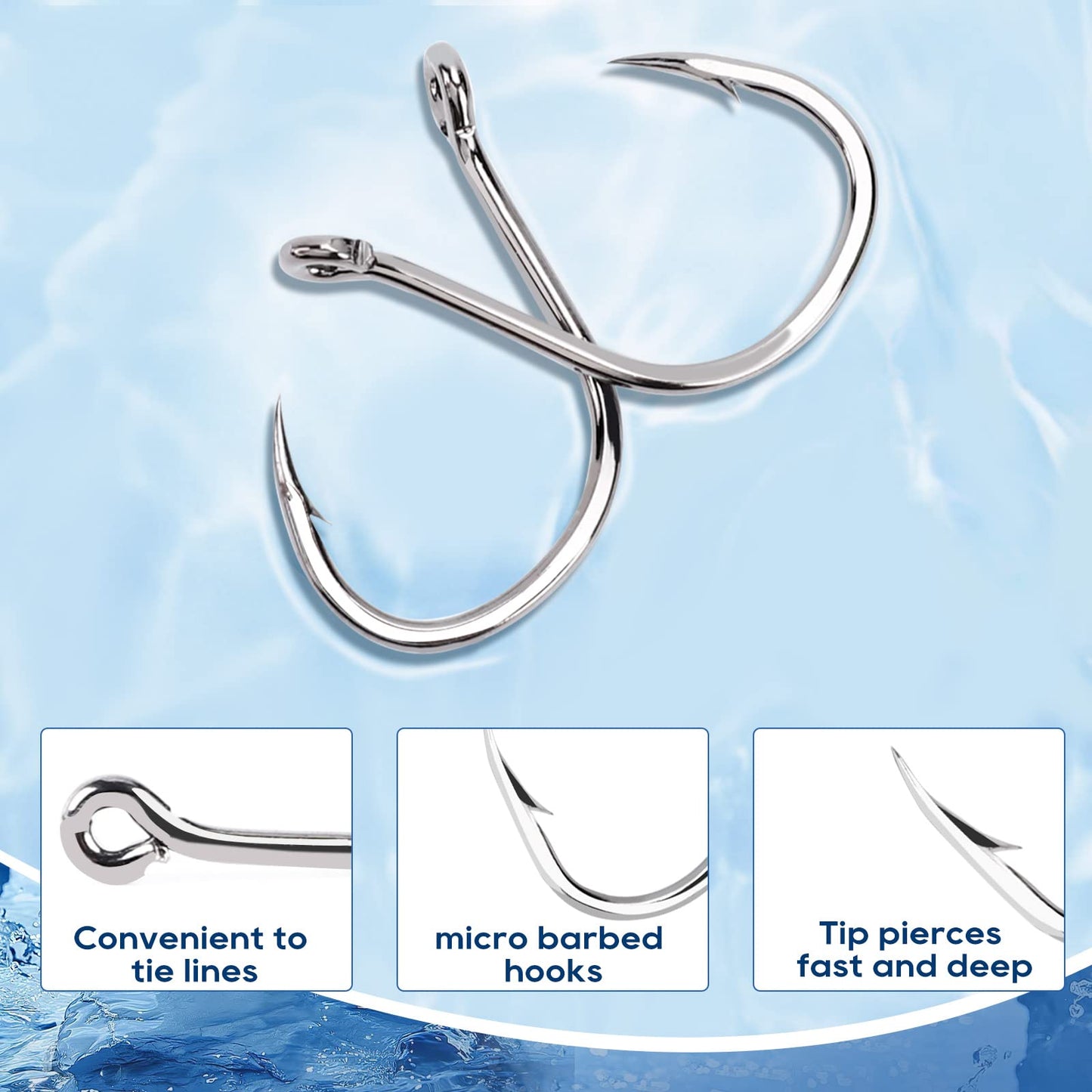 UCEC Octopus Hooks Saltwater Freshwater Fishing Hooks, 400pcs Barbed Catfish Bend Eye Hook High Carbon Steel Various Fish Species Hook Kit - Size 1/0#1#2#3#4#5#6#7#8#9#10#11